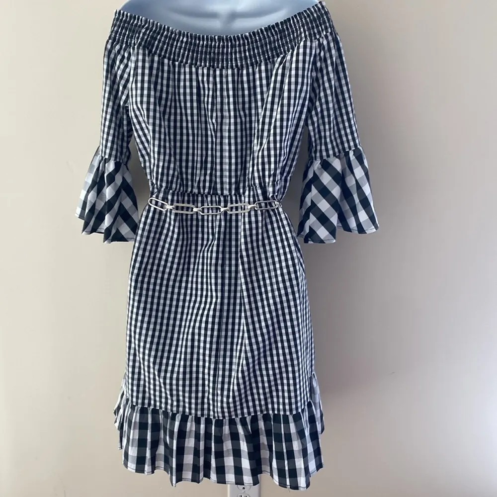 New York & company gingham black & white dress size XL - Image 5