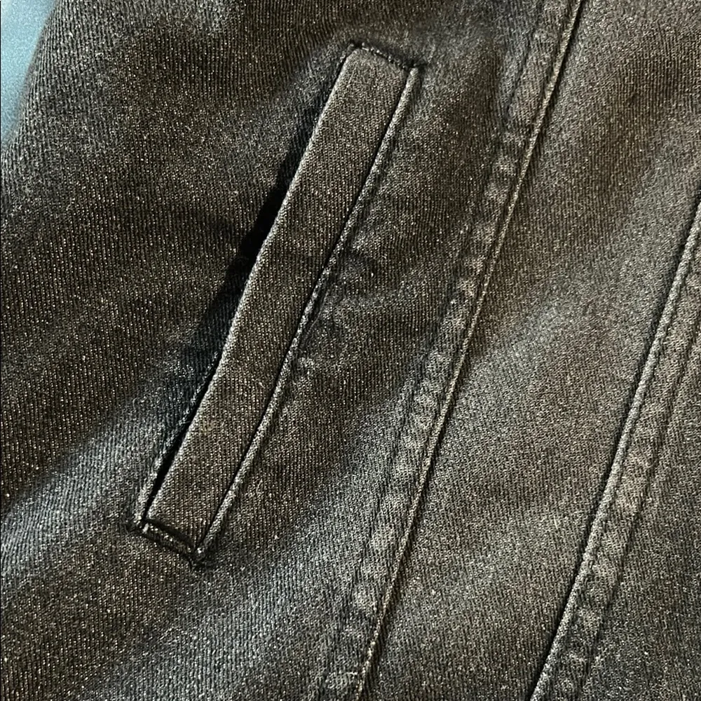 Womens Black Jean Jacket with Faux Fur lining Brown Size XL - Image 2