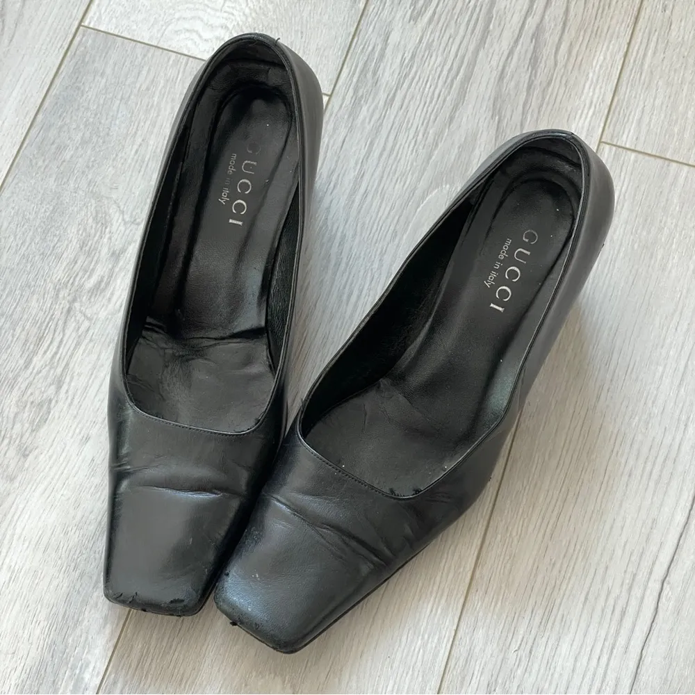 Gucci Vintage Leather Classic Square Toe Heels Black (size 8) minimalist luxury - Image 10