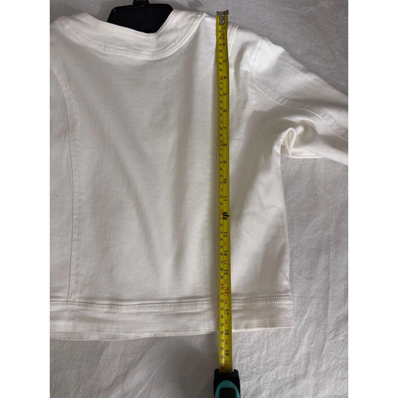 Aqua Cream Denim‎ Jacket Size 6 Cropped Collarless Button Front Pockets - Image 8