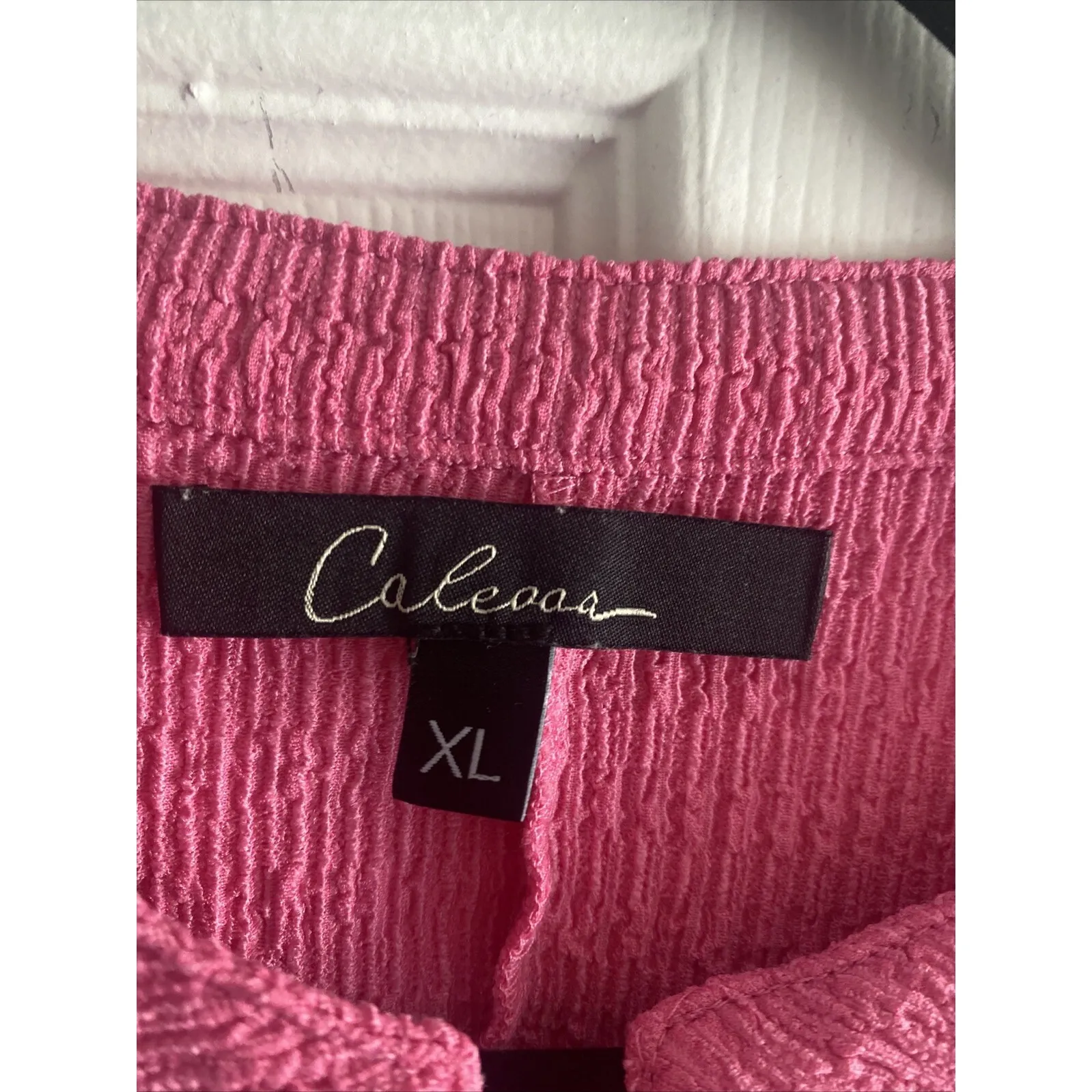 Calessa Women's XL Pink Button Front‎ Blouse Toggles Spring Top Whimsy Art Lagom - Image 5