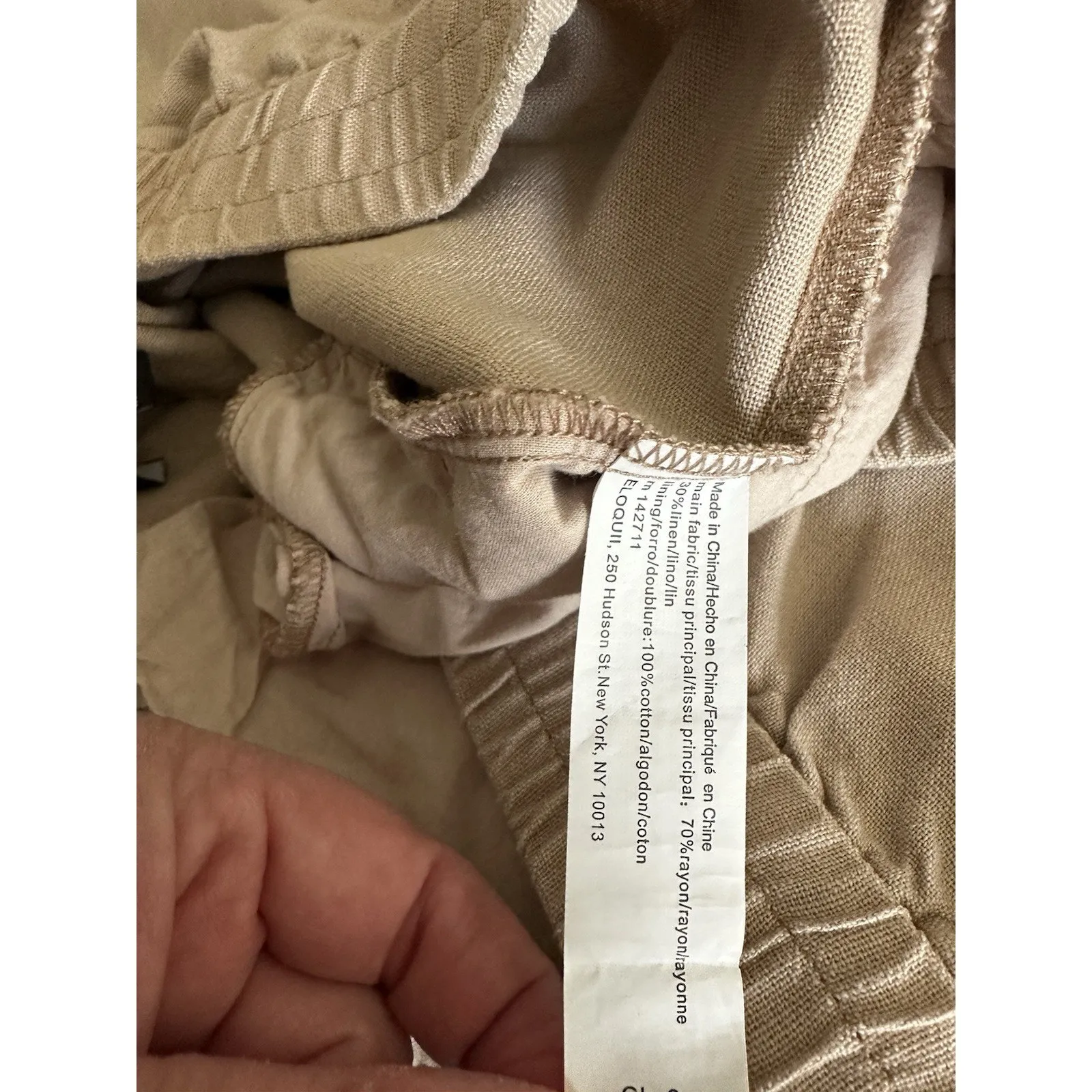 Eloquii Women's Plus Pull-on Elastic Waist Linen Blend Khaki Wide Leg Pants 16 - Image 5