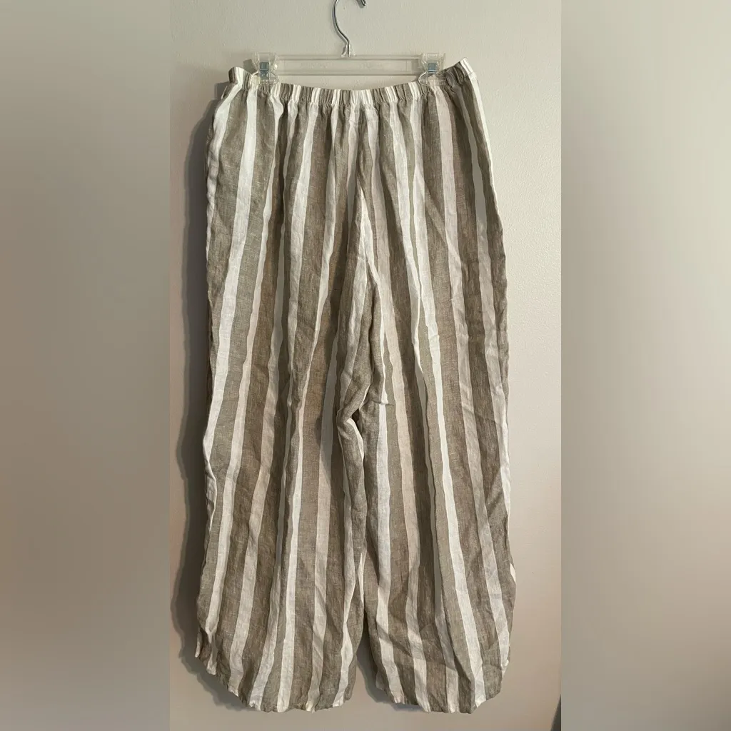 Flax Striped Cropped Pant, 100% Linen, Size L, EUC - Image 4