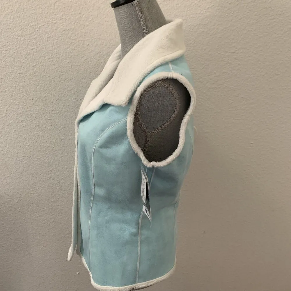 B N W Bianca Nygard Weekend Blue White Soft Warm Vest 8 Medium M New Beautiful - Image 4