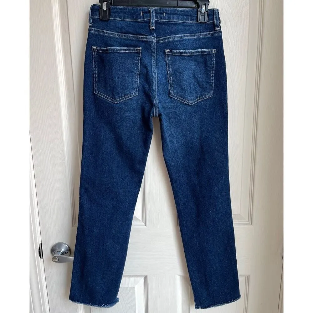 Free People High Rise Clean Girlfriend Raw Hem Crop Jeans (Dark Wash) - 25 - Image 4