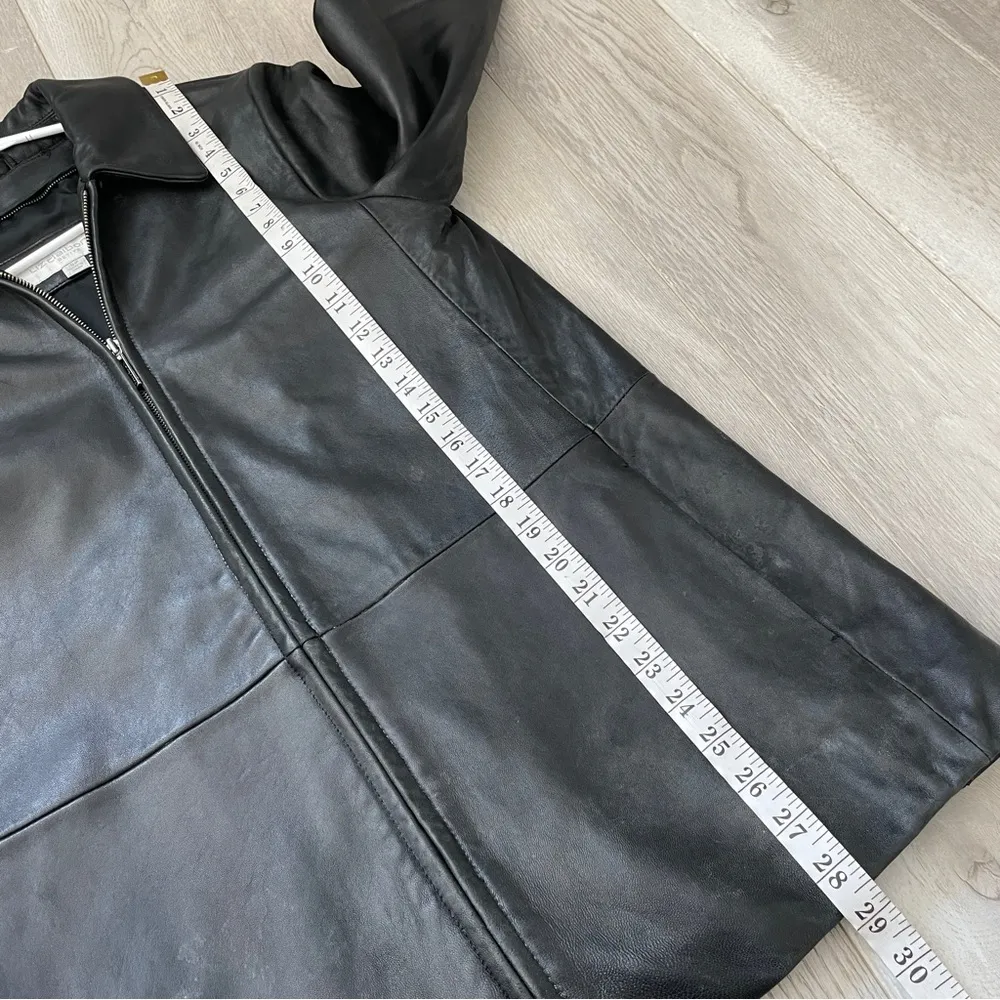 Liz Claiborne Jacket leather womens Black small petite y2k minimalist chic moto - Image 6