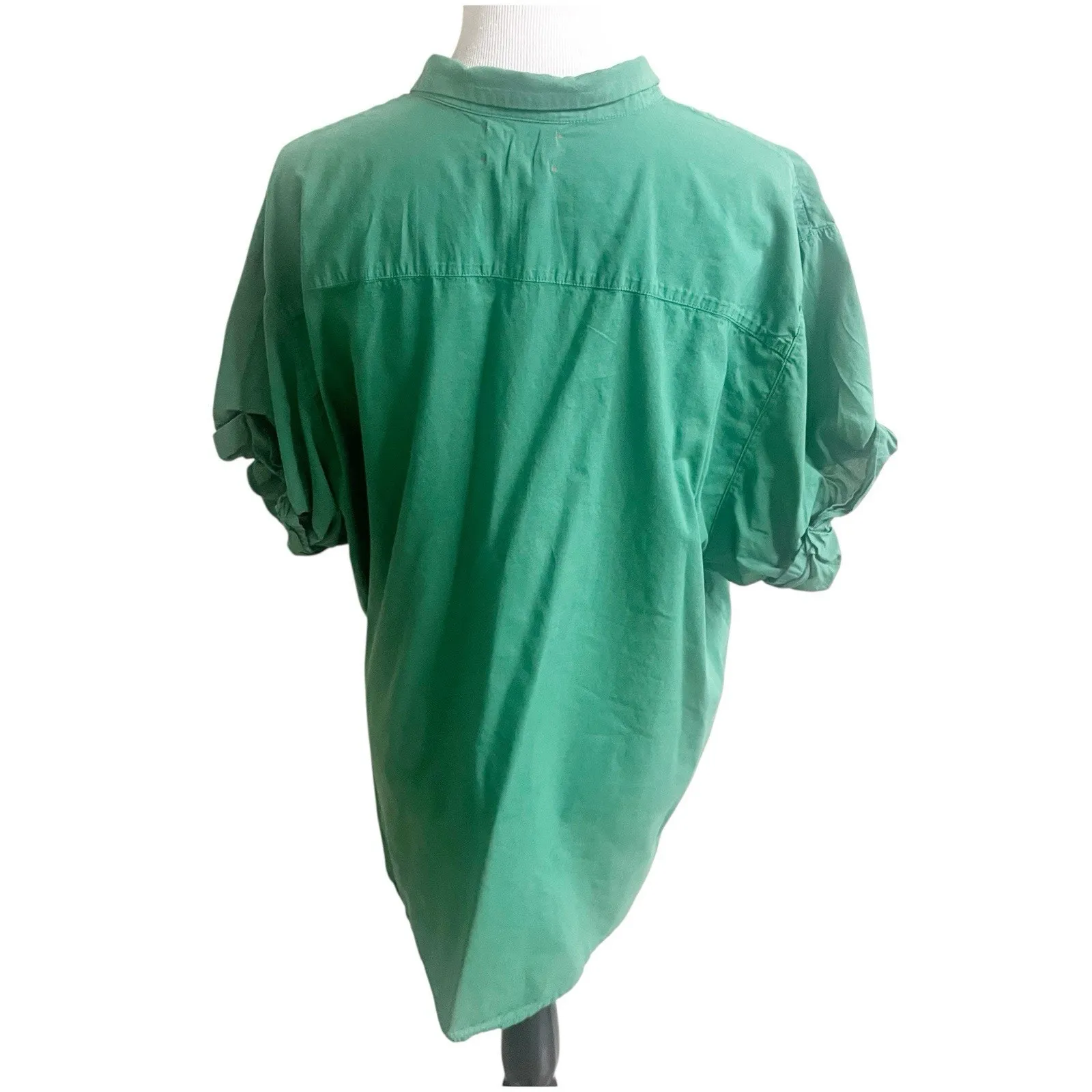 Xirena Channing Short Sleeve Button Shirt In Palm Green Size XL Cotton Ruffled - Image 3