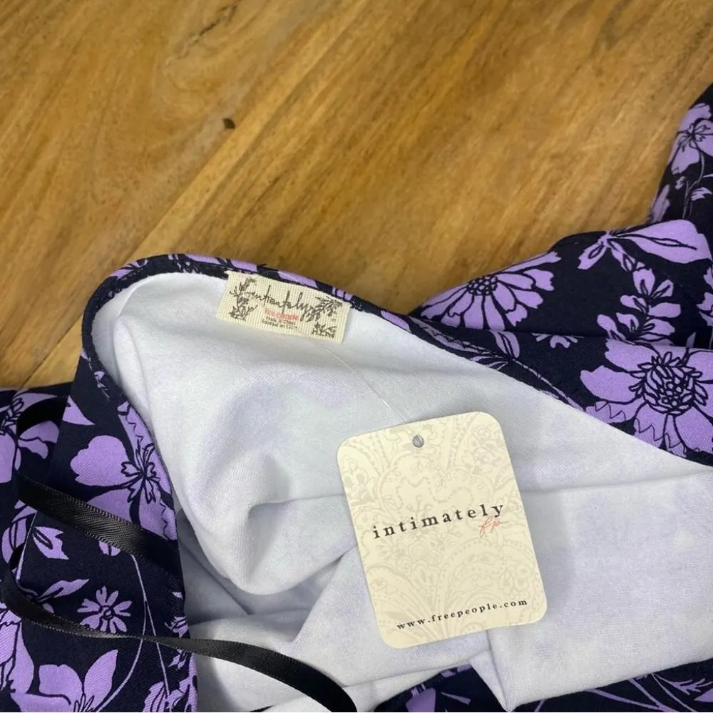 Free People Black Purple Floral One Shoulder Somethin' Bout You Bodysuit Size S - Image 13