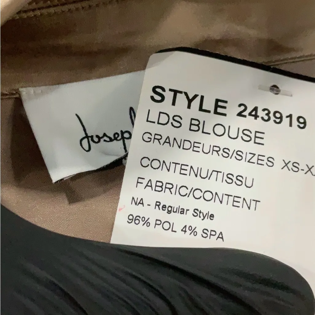 Joseph Ribkoff NWT Women's Taupe Career Satin Button Down Blouse MED - Image 8