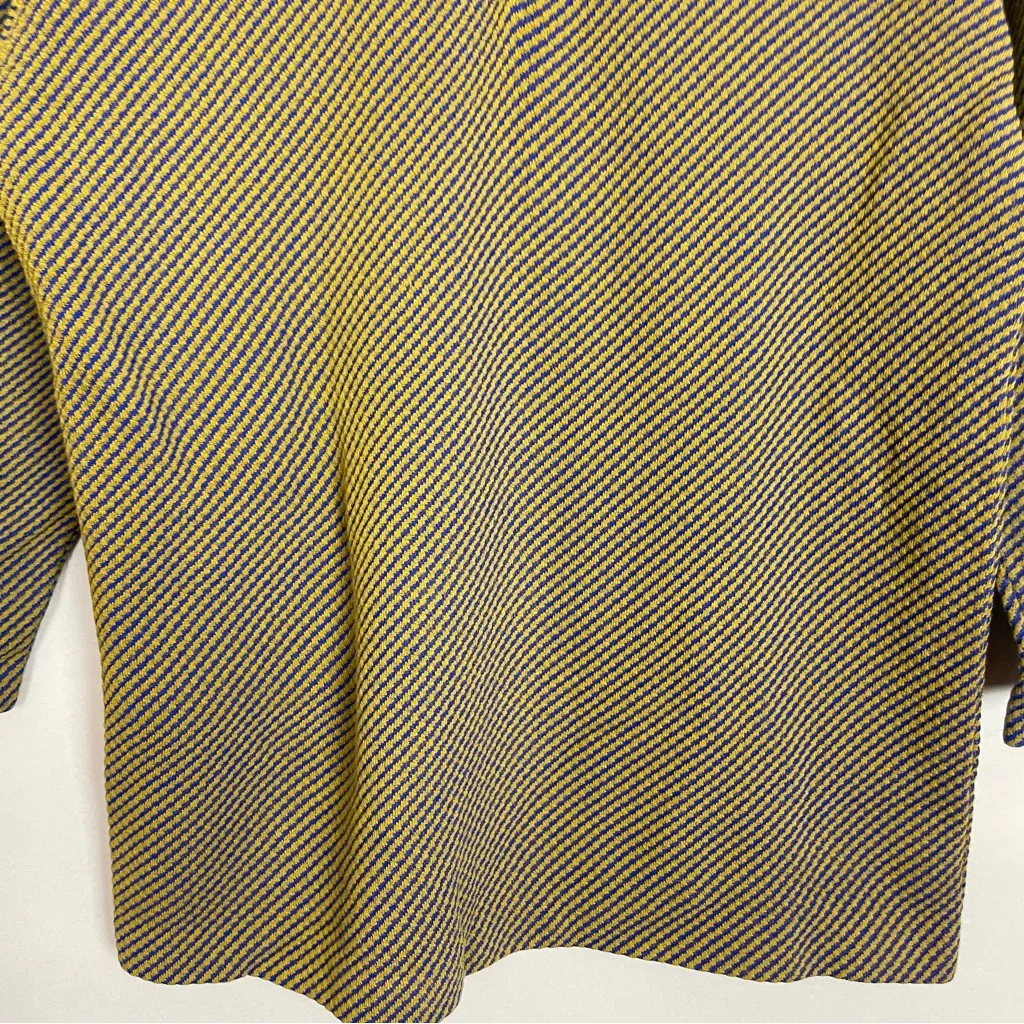 Vintage 60s Turtleneck Top 3/4 Length‎ Sleeves Retro Blue Green Goblincore Shirt - Image 11