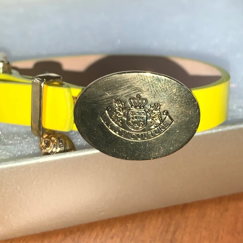 Juicy Couture Pam & Gela Neon Yellow Buckle Bracelet w Good Heart Dangle Charm - Image 7