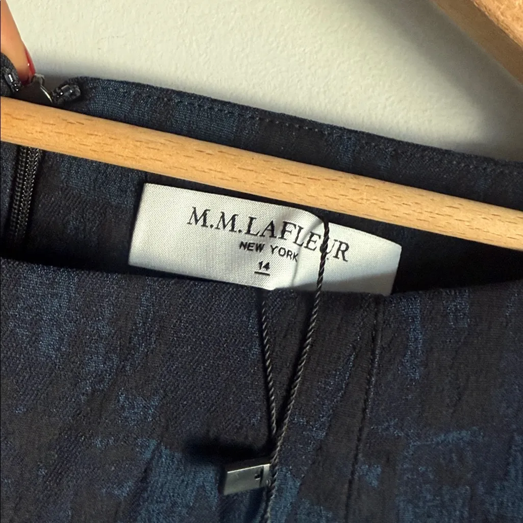 NEW M.M.LaFleur Etsuko brushed jacquard blue/black dress 14 - Image 9