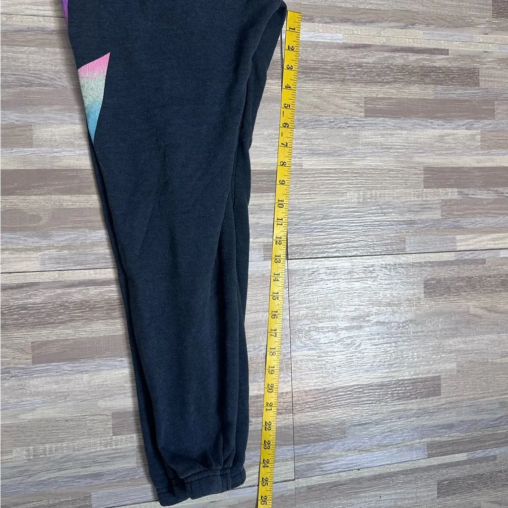 Aviator Nation Bolt Sweatpants Charcoal with Rainbow Lightening Bolt Size XS - Image 7