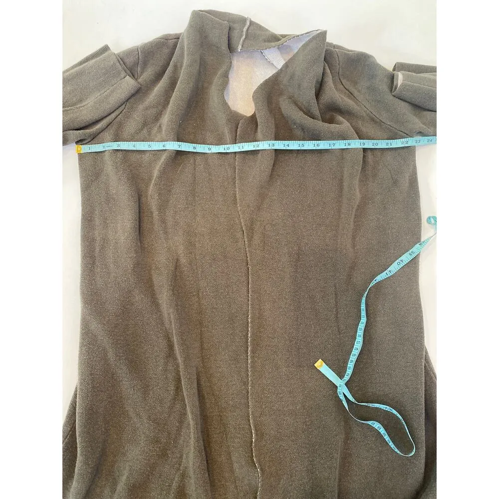 H by Halston Open Front Cardigan Sweater Olive Green EUC Sz M Cotton Blend - Image 8