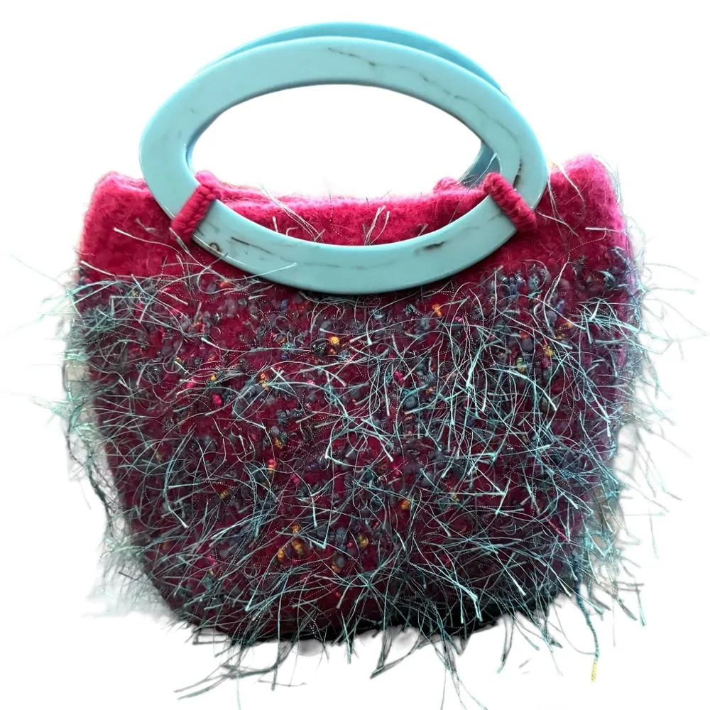 Hand knit felted mini bag, made with confetti yarn, NWOT Multiple - Image 1