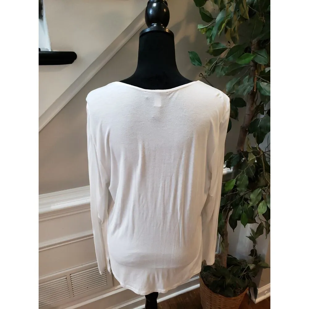 INC International Concepts Top Womens XL White Draped V Neck Stretch Blouse - Image 6
