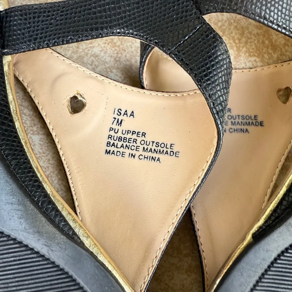 Thalia Sodi Black Isaa Thong Wedge Ankle Strap Sandals Size 7 - Image 8