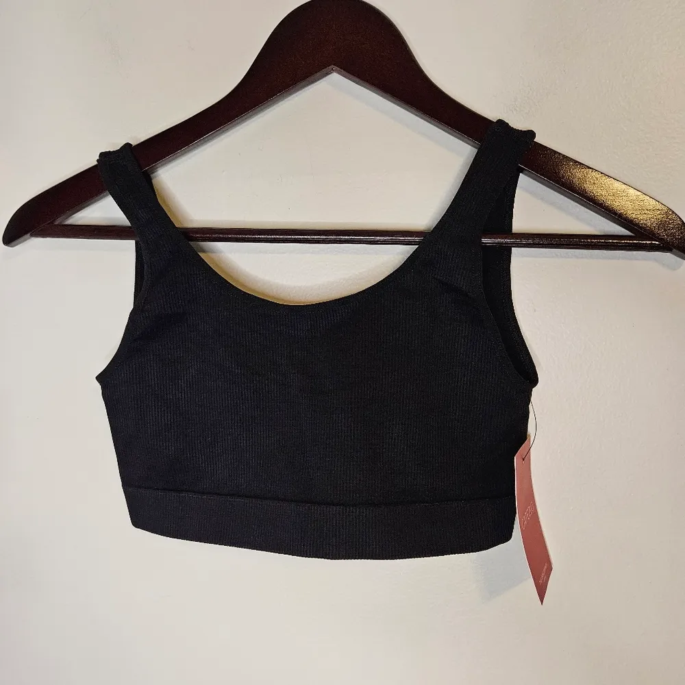 CAPEZIO Black Seamless Ribbed Bra Top Medium/Large Dance Activewear NWT Neutral - Image 2