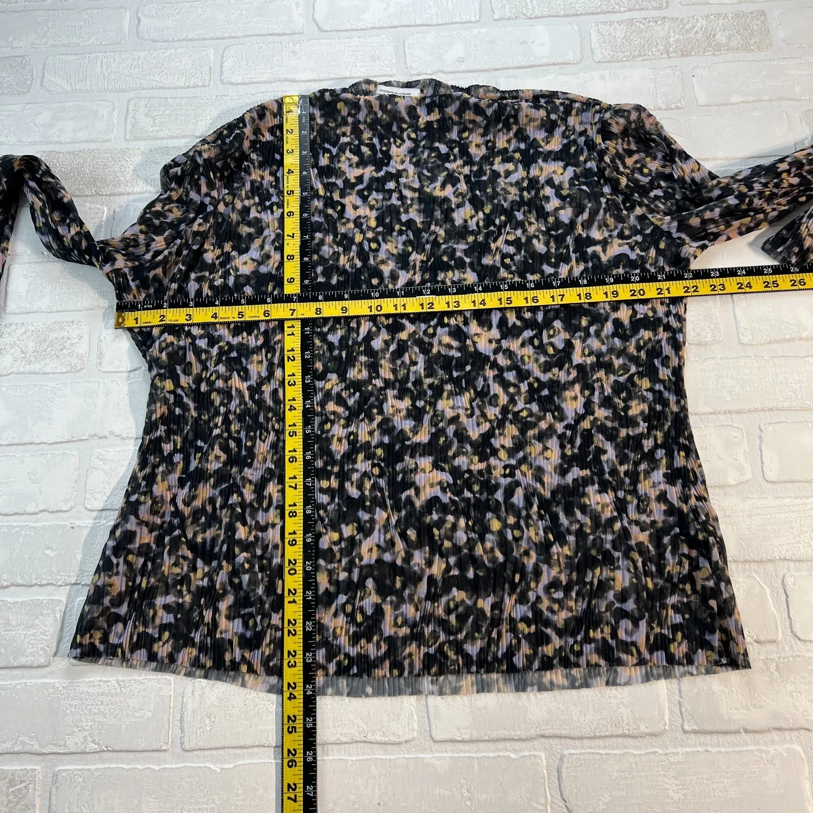 Stockholm Atelier & Other Stories‎ Top Womens Large High Neck Animal Print Sheer - Image 2