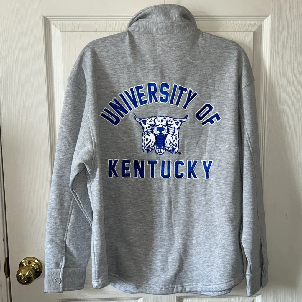 Kentucky Wildcats Game Day Couture Gray/Blue Fleece Button Down Shirt Sz Med Gray - Image 13