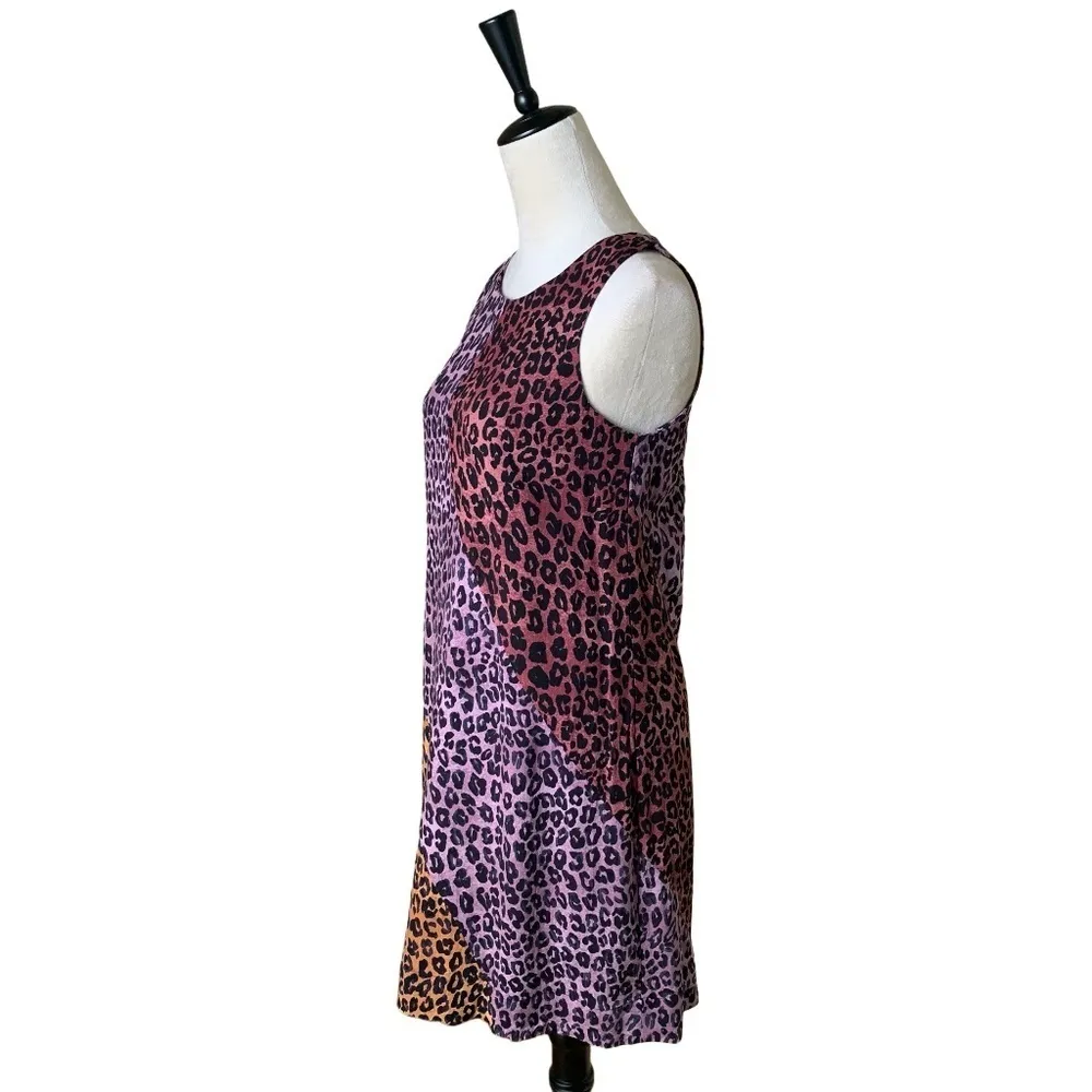 Maeve x Anthropologie Wynn Tank Shift Dress XS | Leopard Print Colorblock - Image 4