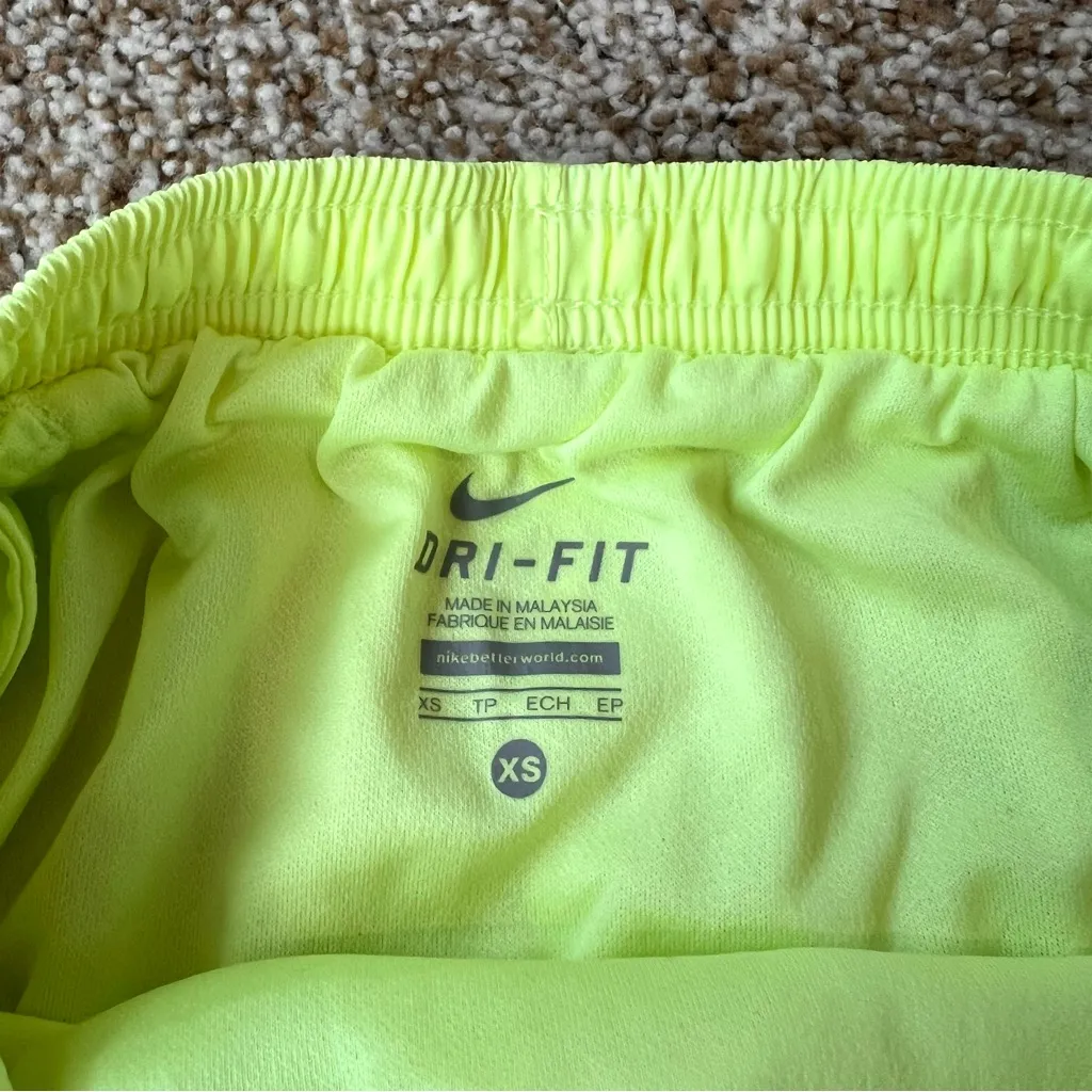 Nike Dri-Fit Tempo 3” High Rise Neon Yellow and Red Track Running Shorts Size XS - Image 5