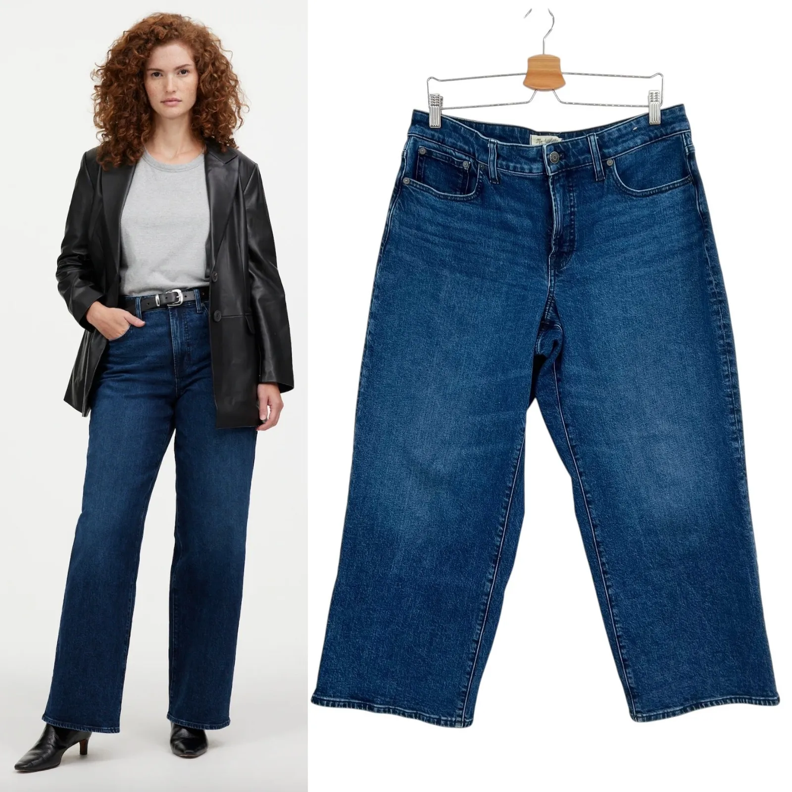 Madewell The Petite Curvy Perfect Vintage Wide-Leg Jean Comfort Stretch Size 32P - Image 2