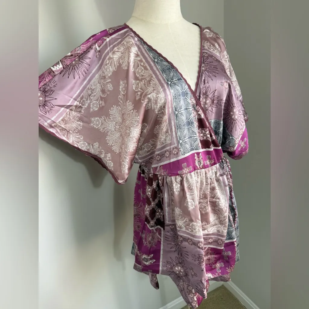 FREE PEOPLE Oasis Romper /Dawn Pink Combo size small - Image 9