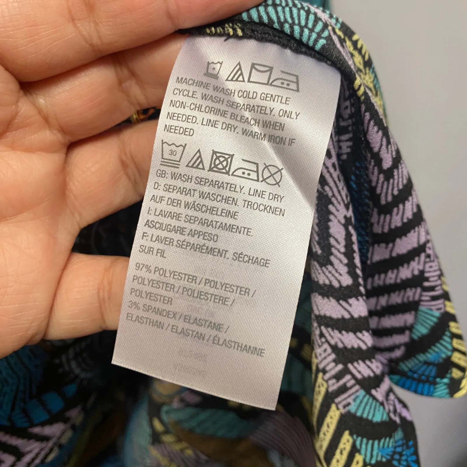 Bob Mackie XL Wearable Art Colorful Bold Gold Zipper Front Long Sleeve Tunic Top - Image 7