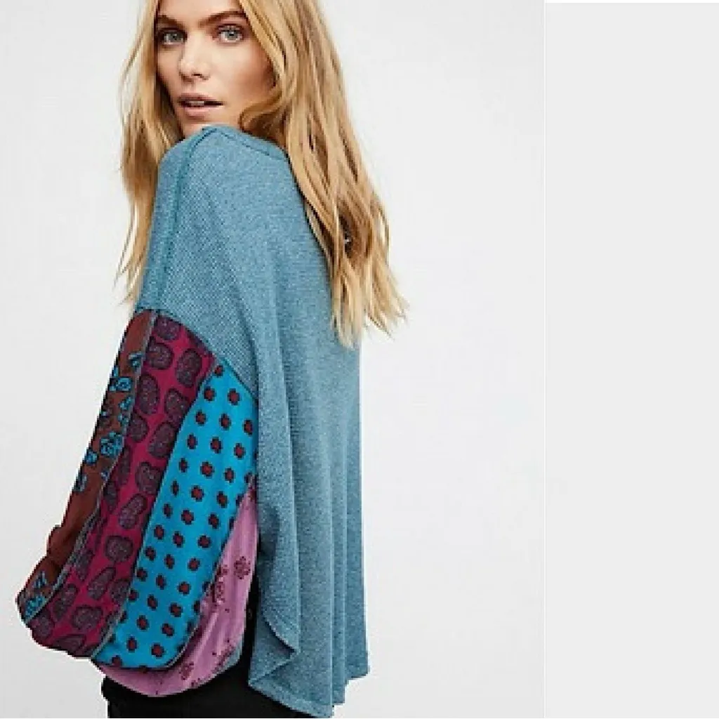 Free People long sleeve top waffle knit We The Free Blossom Thermal patchwork - Image 5