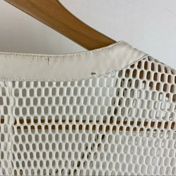 Lena Gabrielle White Sheer Netted Faux Leather Zip Up Cutout Accents Jacket 10 - Image 5