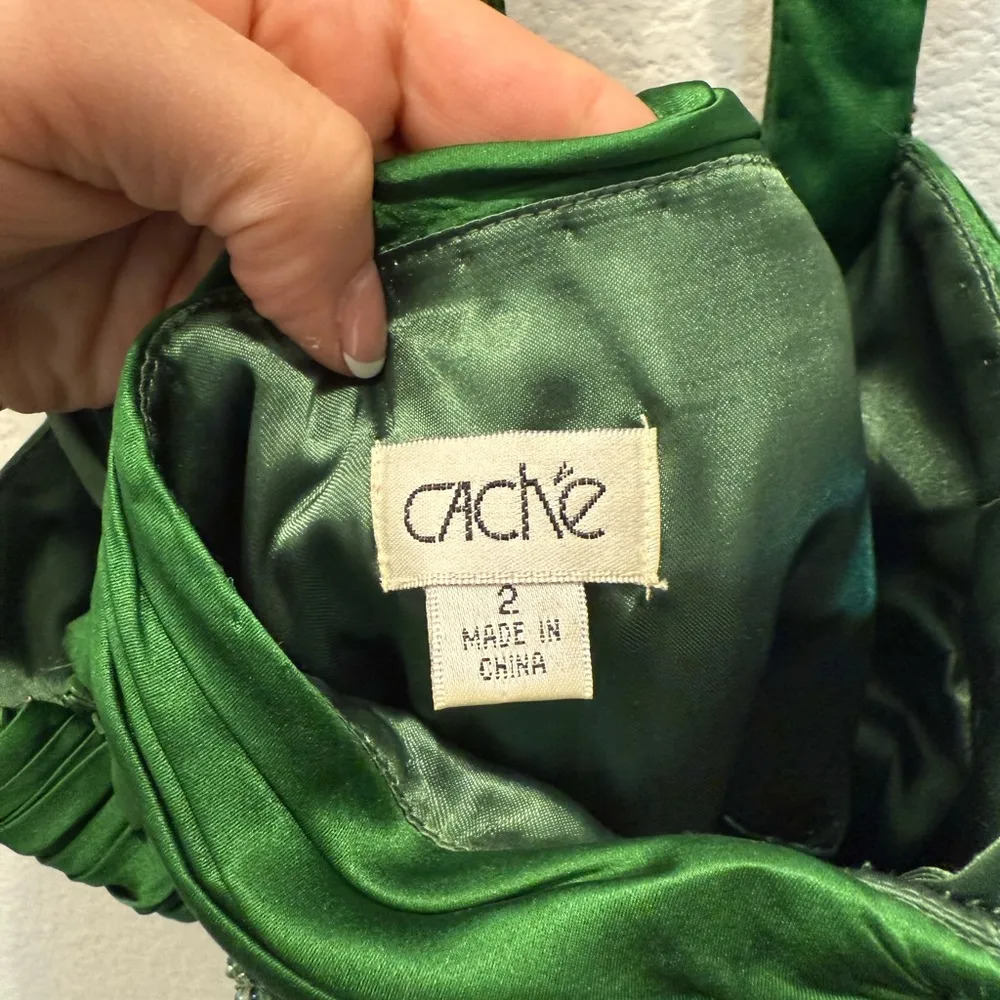 Cache Green Beaded Halter Cocktail Dress - Size 2 - Image 8