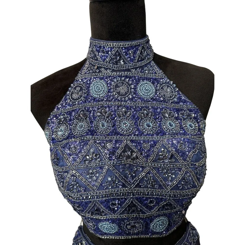 Sherri Hill 2 Piece Chiffon Skirt/Embellished Top Blue Size 6 Style 51296 Formal - Image 6