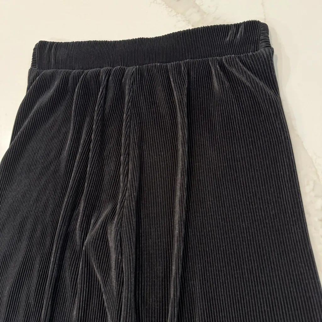 Ro & De Accordion Pleated Wide Leg Pull On Pants Women’s XS Black Elastic Waist - Image 7
