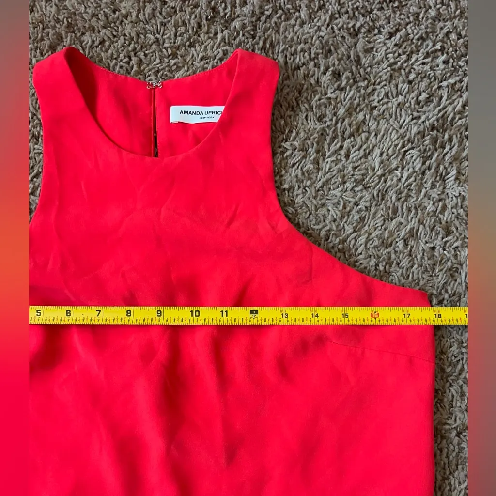 Amanda Uprichard Ezra Drop Waist with Ruffle Heh Dress Bright Red Hue Sz M - Image 10