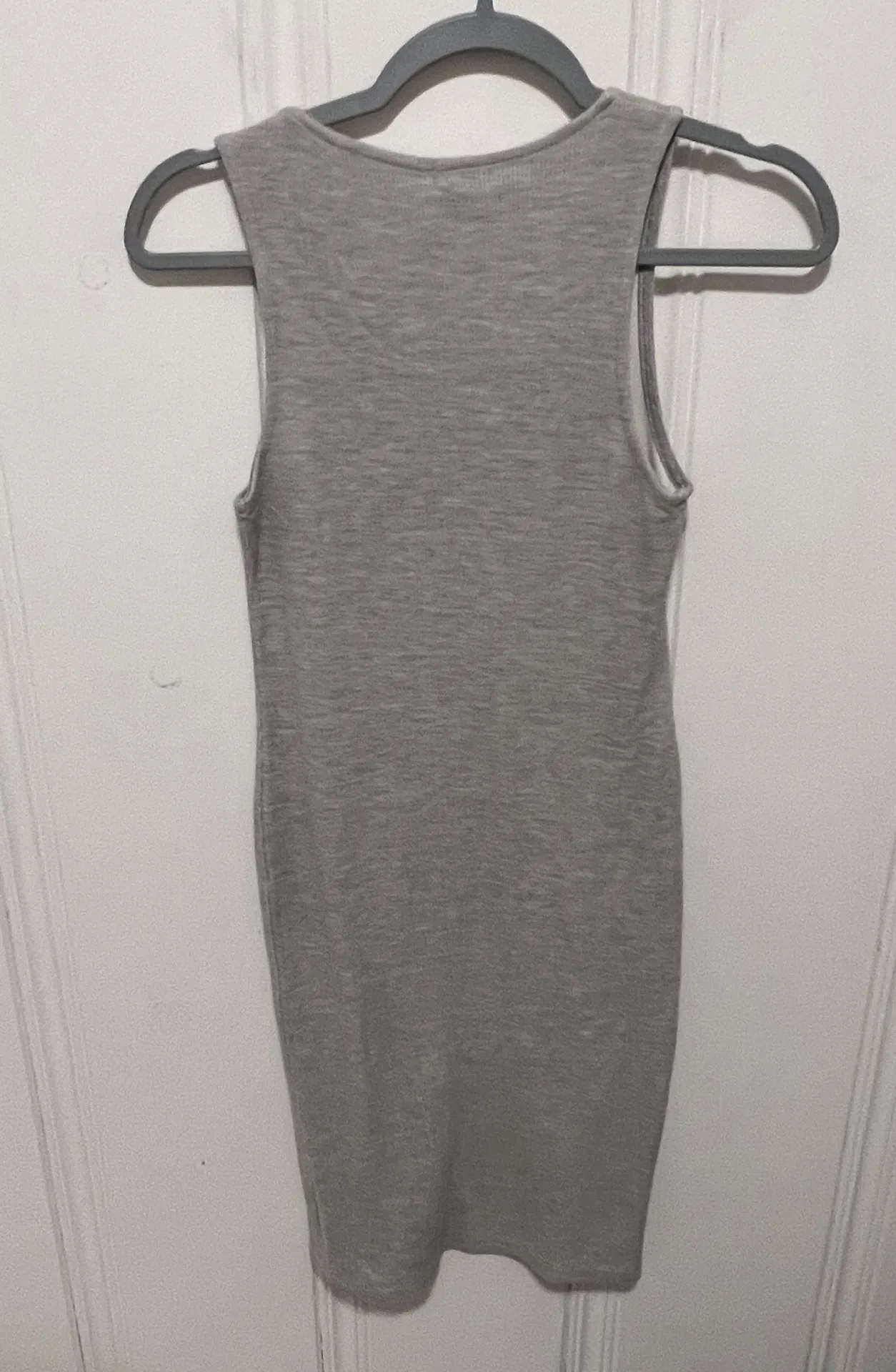 Grey Lace Up Sleeveless Bodycon Knit Knee Length Dress Small EUC - Image 2