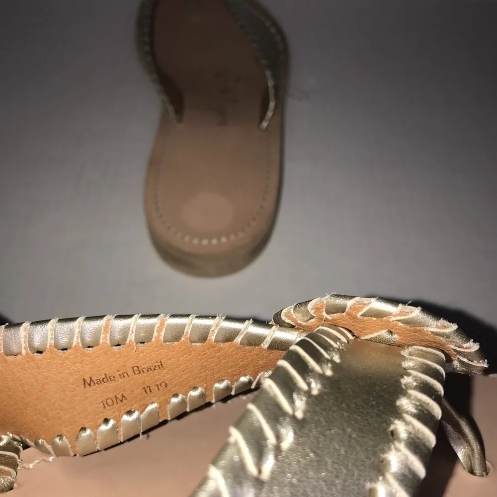 Jack Rogers RO Sandals Platinum (Gold-Silver) Whipstitch Flip Flop Sz 9.5 NWOT - Image 12