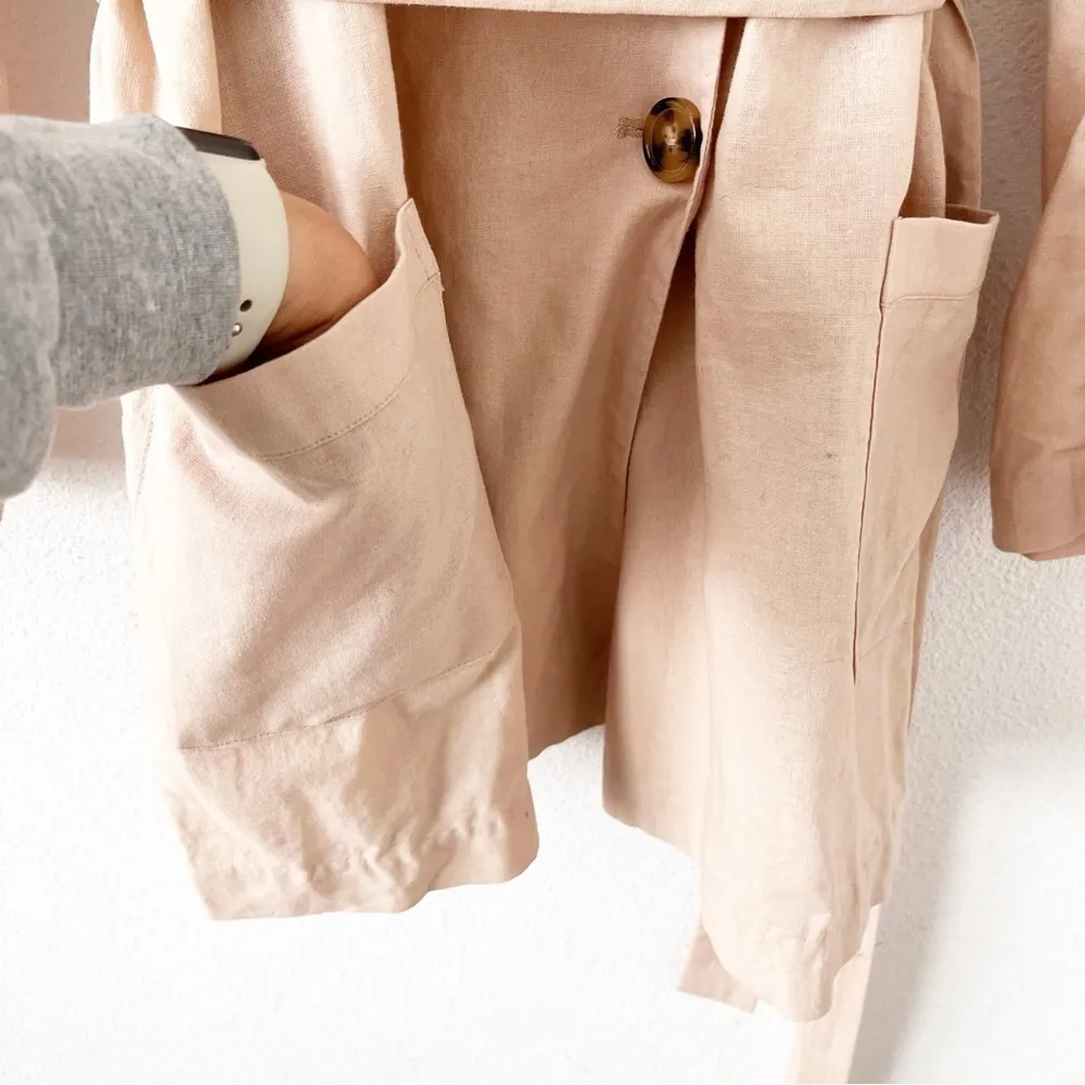 LPA Jino Linen Blend Jacket in Tan Sand - Image 8