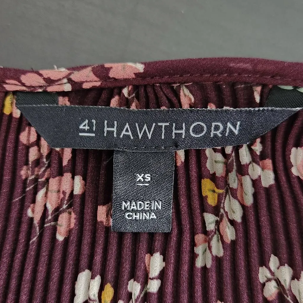 41 Hawthorn Burgundy Floral Peasant Blouse Size XS Oxblood Floral Boho Top Red - Image 6
