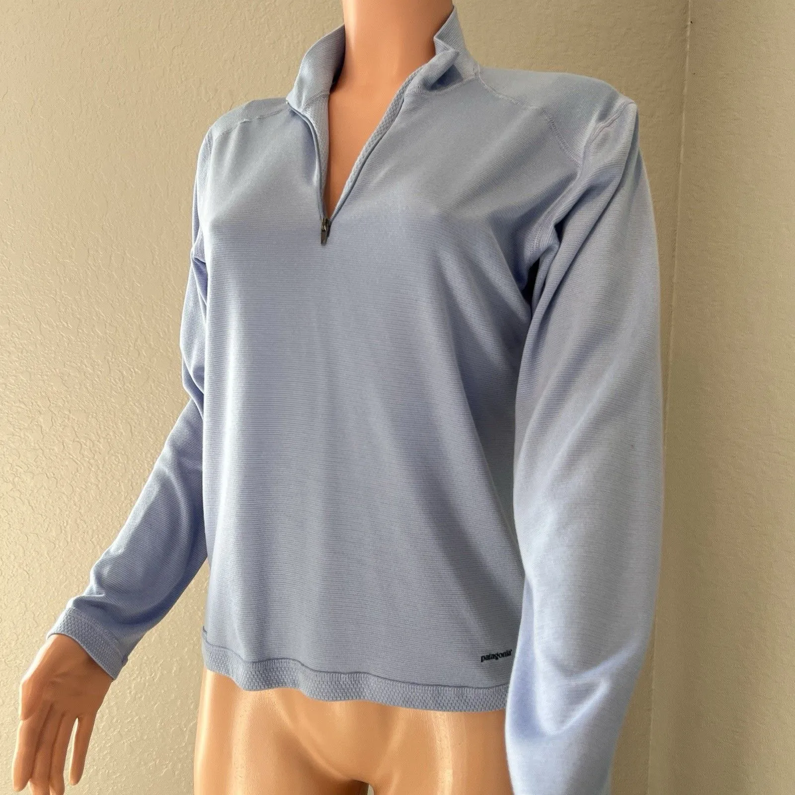 Patagonia Capilene Quarter Zip Neck light Blue Base Layer Long Sleeve Medium #79 - Image 11