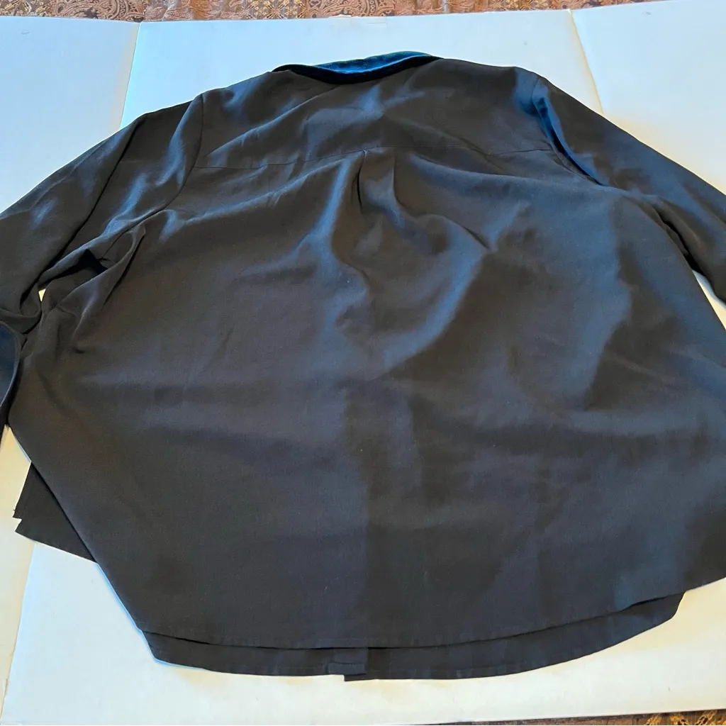 Eloquii Women‎ 24 Black Long Sleeve Button Front Shirt Blouse Faux Pearl Velour - Image 12