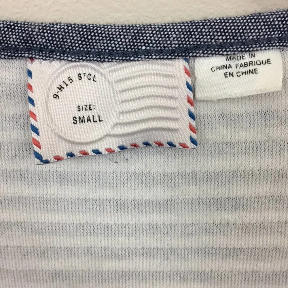 Anthropologie Postmark Navy/White Striped Henley Split Tunic - Image 4