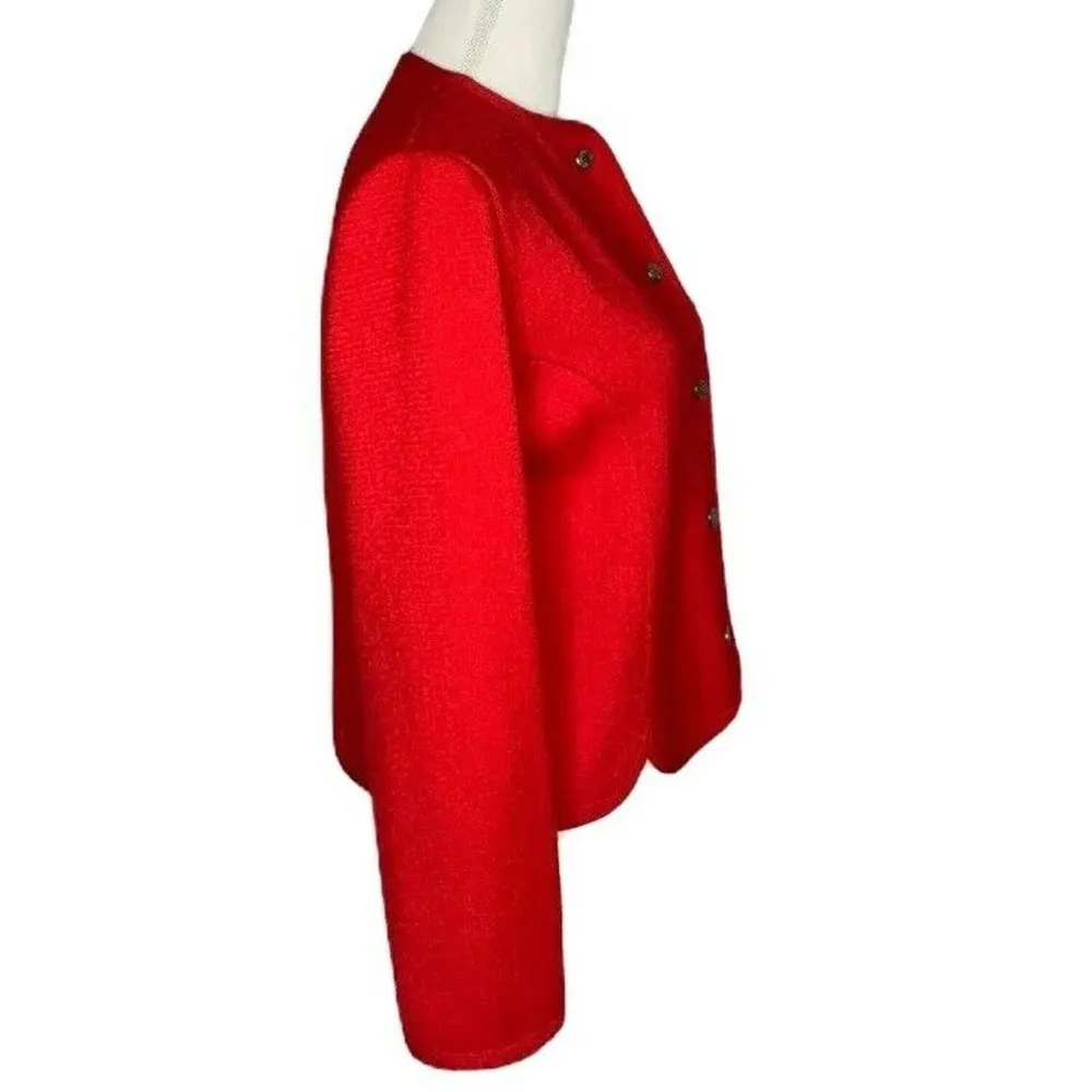 Womens Archie Brown & Son Of Bermuda Red 100% Pure New Wool Sweater Jacket S - Image 6