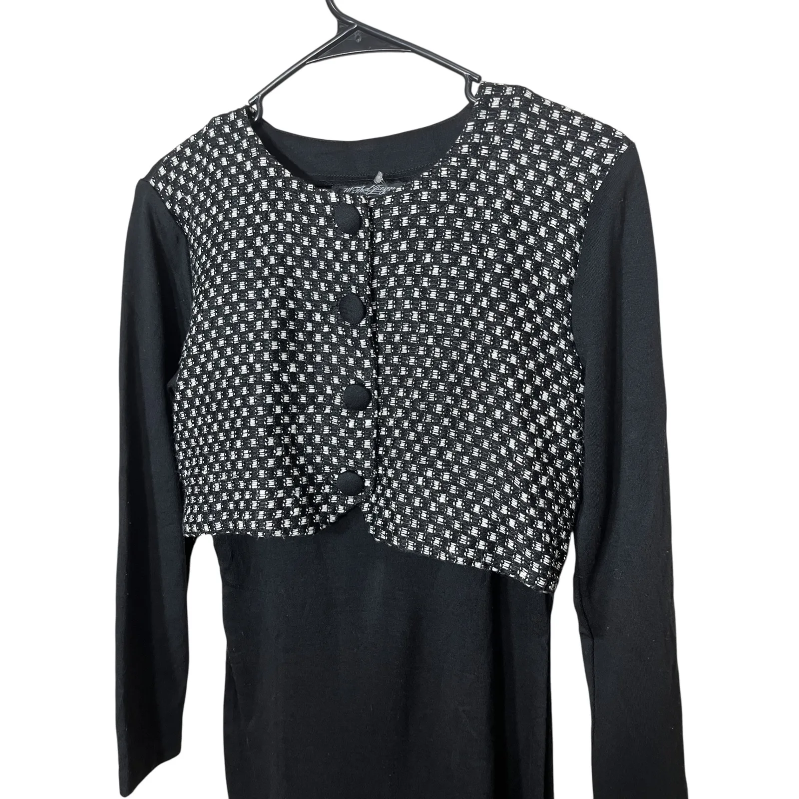 All That Jazz‎ Dress Black Long Sleeve Maxi Party Career Vintage 90s Houndstooth - Image 4