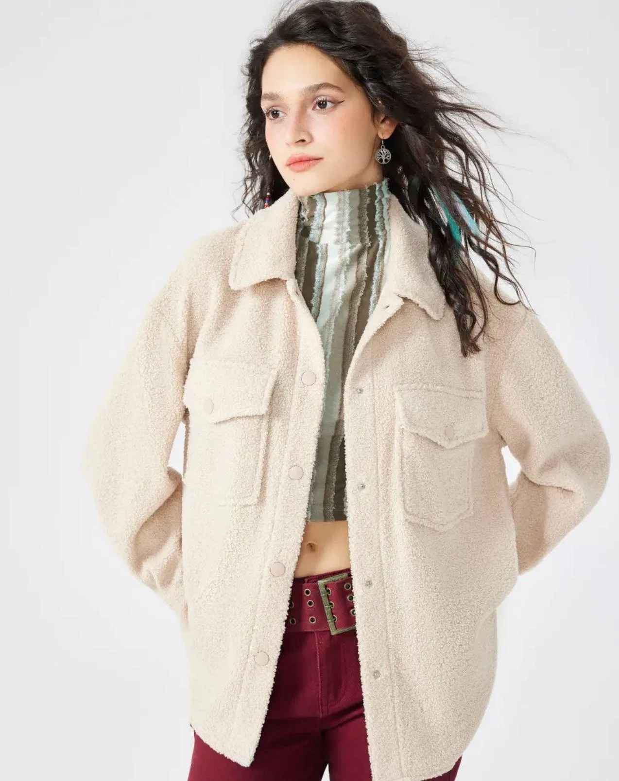 Cider Fleece Collared Oversize Jacket - Image 3