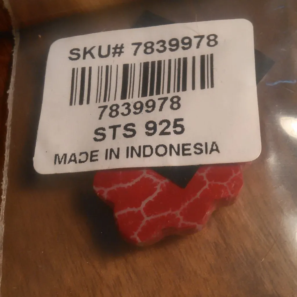 Fancy Shaped Red Sponge Coral Sterling Silver Pendant Stainless Steel Necklace - Image 10