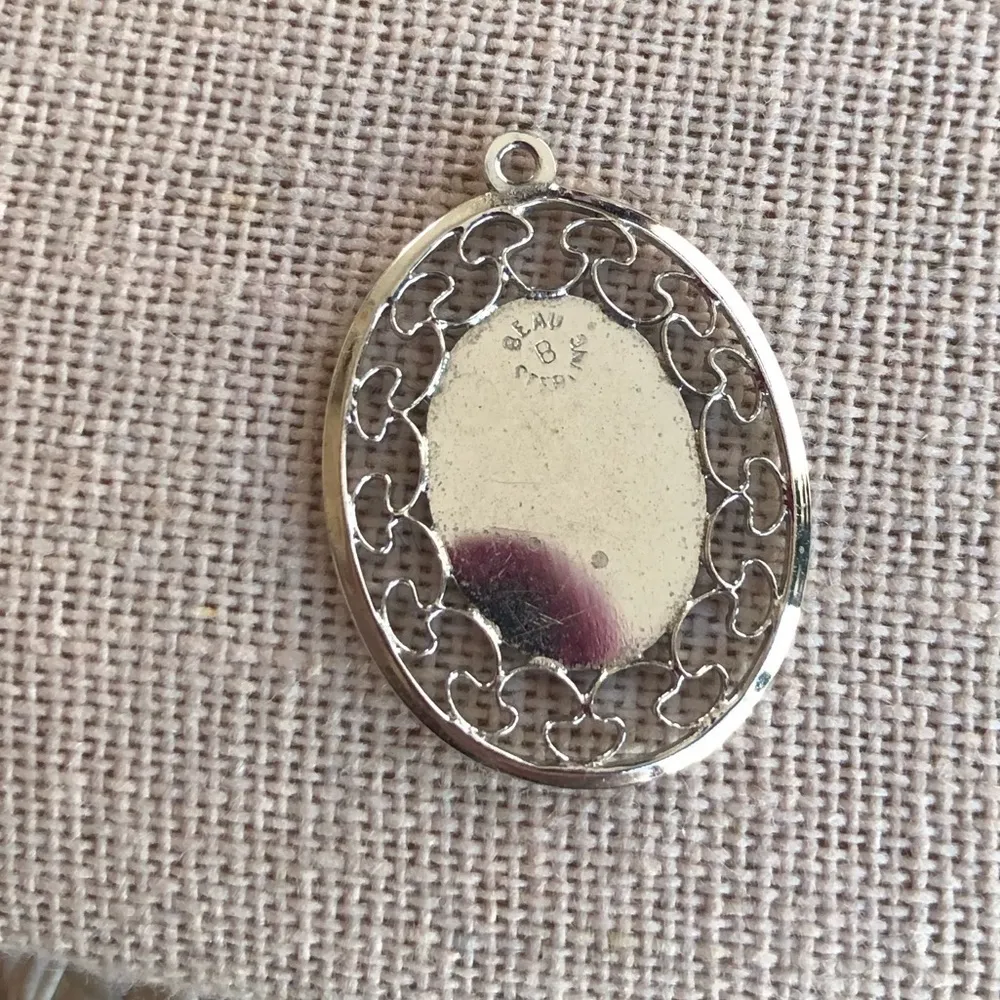 Vintage Enchanted Rose BEU Sterling Pendant - Image 2