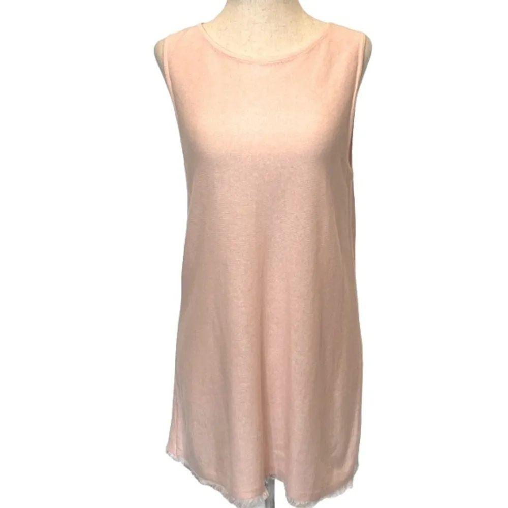 J. Jill Light Pink Linen Blend Fringe Bottom Tank‎ Size XS - Image 2