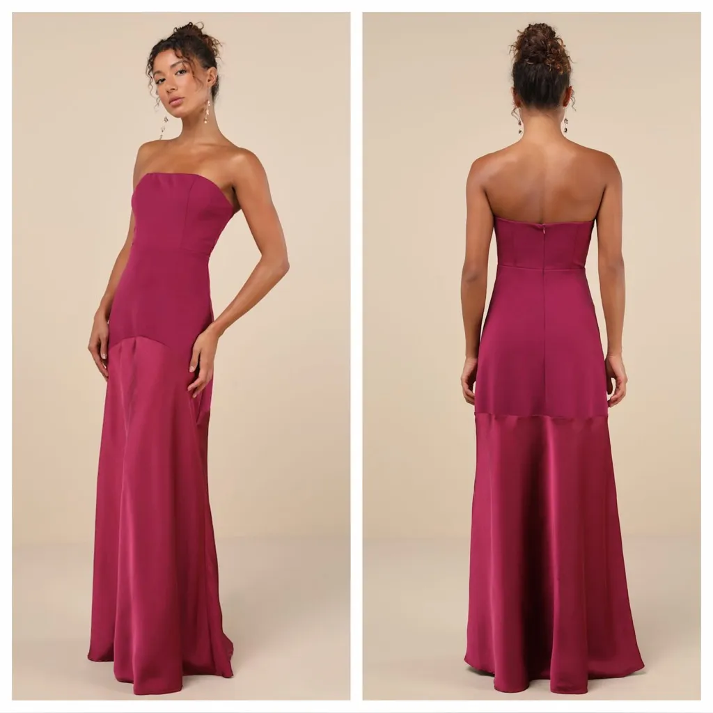 Lulus Compelling Style Plum Purple Strapless A-Line Maxi Dress - Image 2