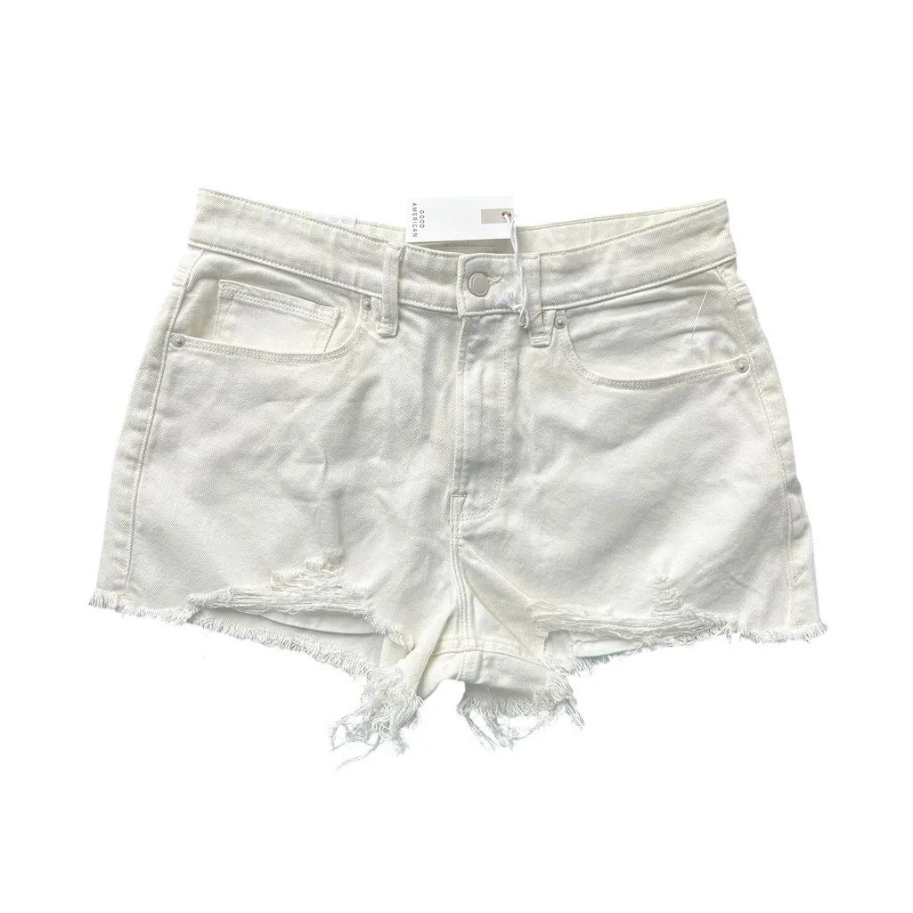 Good American Good ’90s Short Exposed Pocket Bags Distressed Denim White NEW - Image 3
